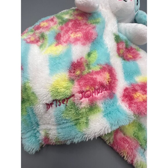 Betsey Johnson Puppy Lovey Security Blanket Baby Blankie 13" Blue Floral Soft - Picture 7 of 7